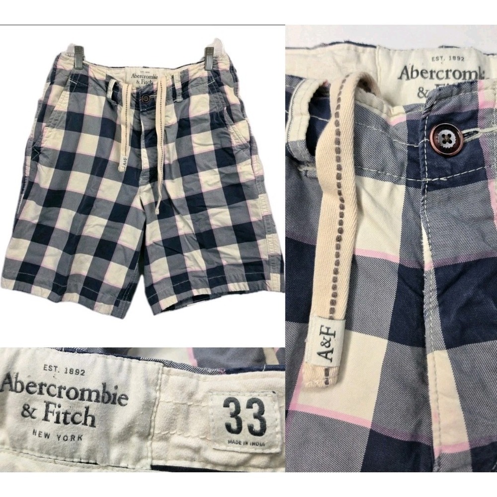 Vtg Abercrombie & Fitch Shorts Plaid Size 33 Button Fly Baggy Preppy Y2K 3104